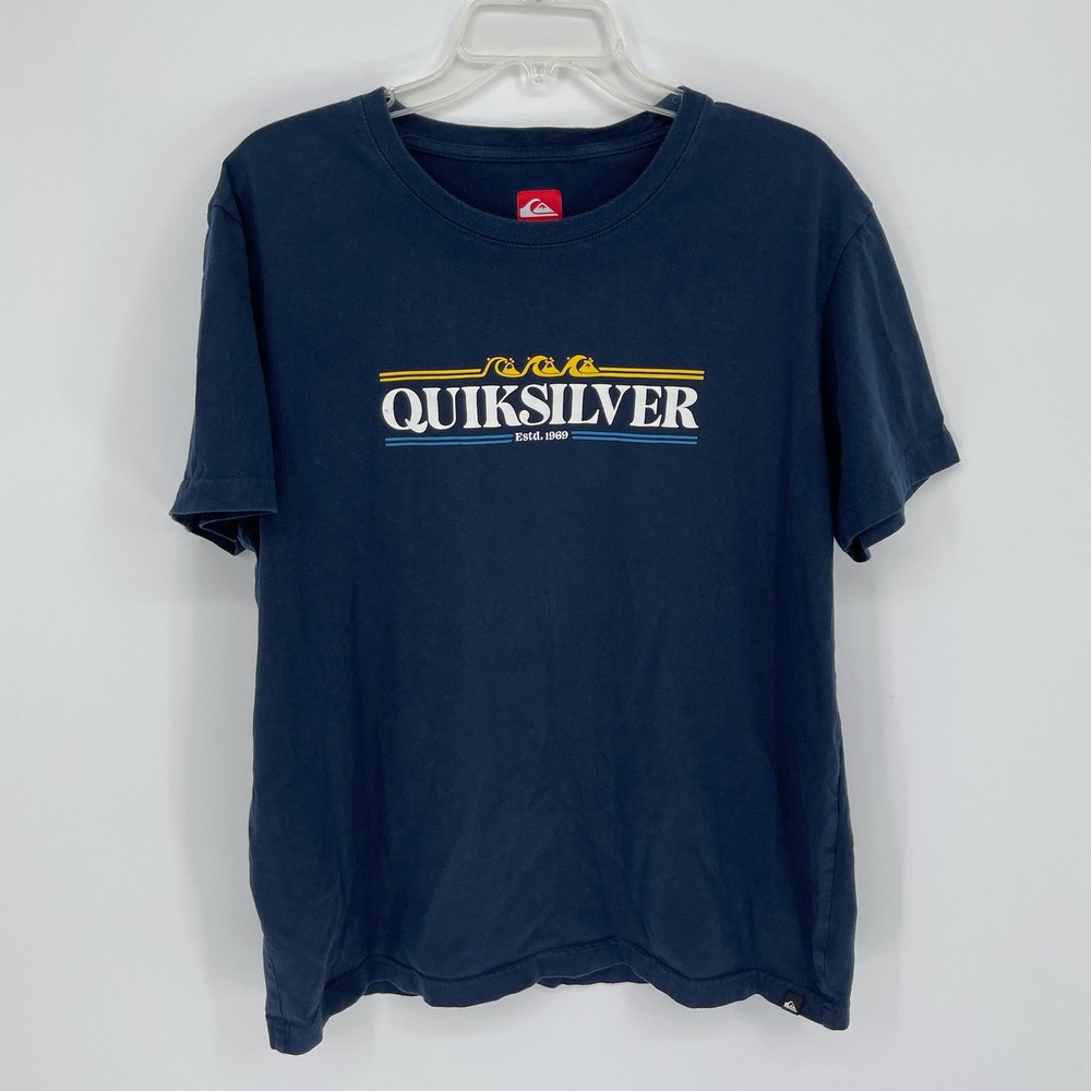 Quiksilver Men's Blue Short Sleeve Graphic Logo T-Shirt Size‎ XL